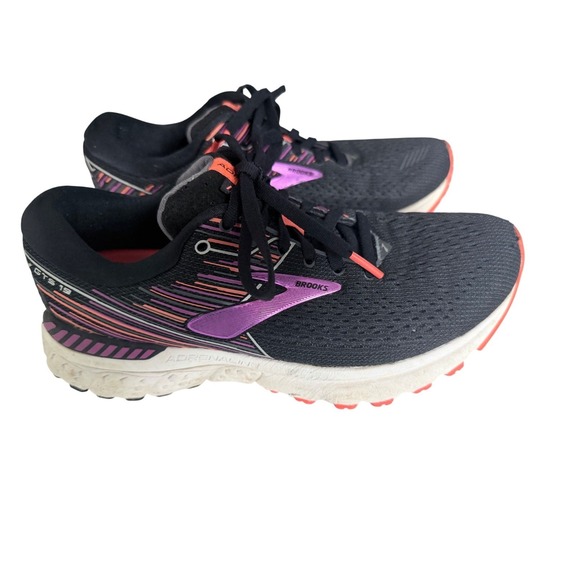 Brooks Adrenaline GTS 19 Running Shoes Womens Size 7 Black/Purple/Orange Athleti - Picture 2 of 11